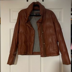 Abercrombie Faux Leather Puffer Jacket